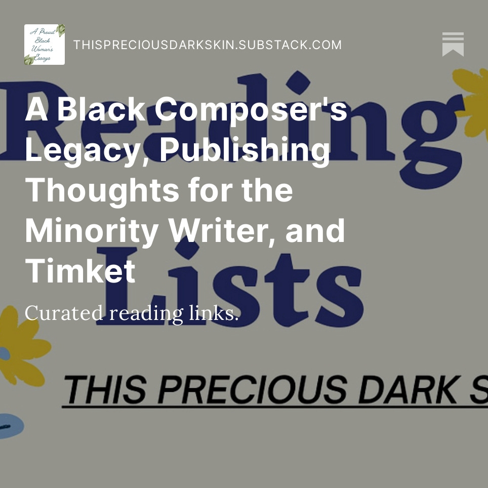 A Black Composer's Legacy, Publishing Thoughts for the Minority Writer